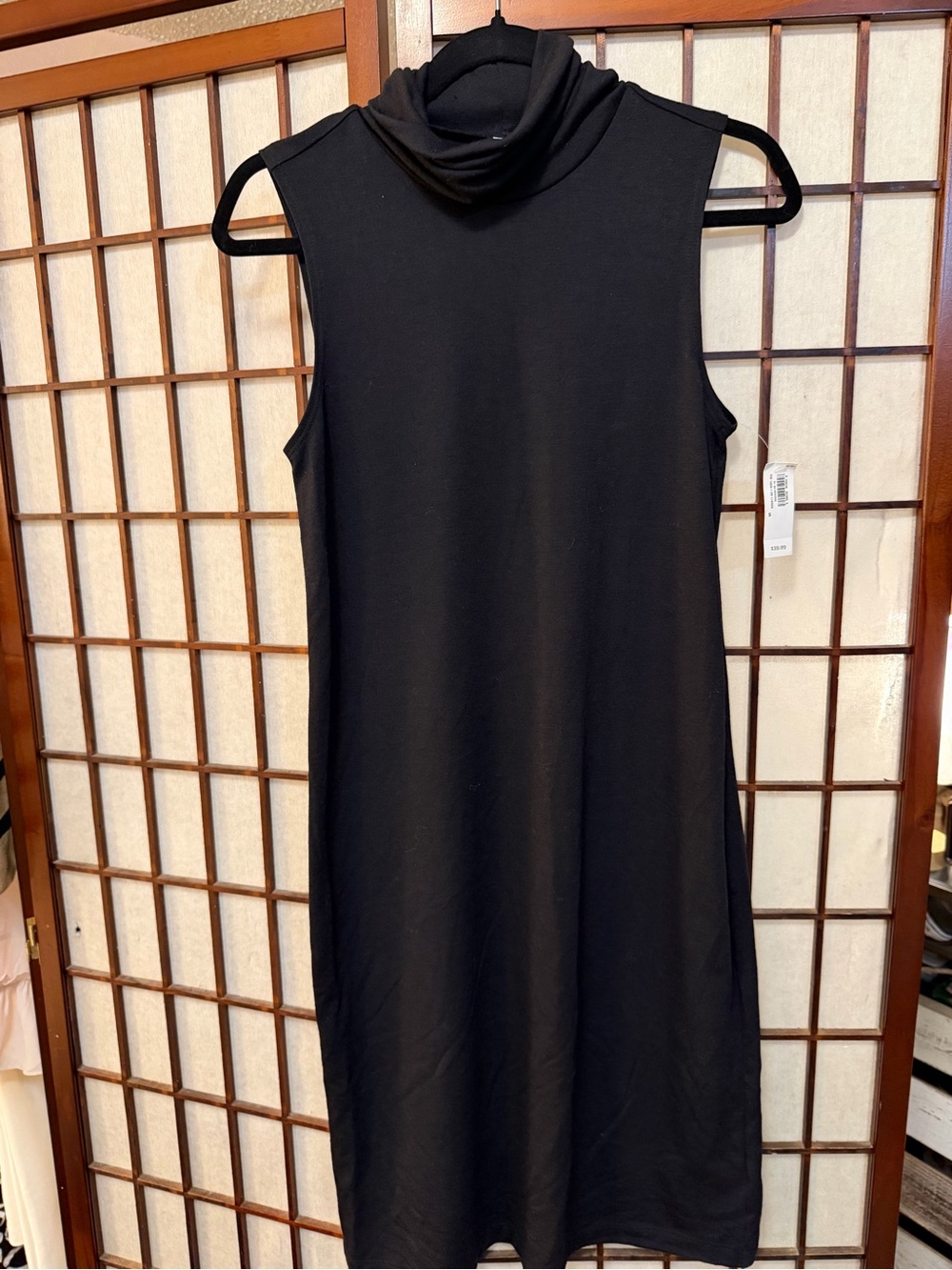 Old Navy Black Sleeveless Turtleneck Midi Dress